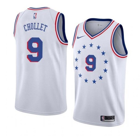 White_Earned Leroy Chollet Twill Basketball Jersey -76ers #9 Chollet Twill Jerseys, FREE SHIPPING