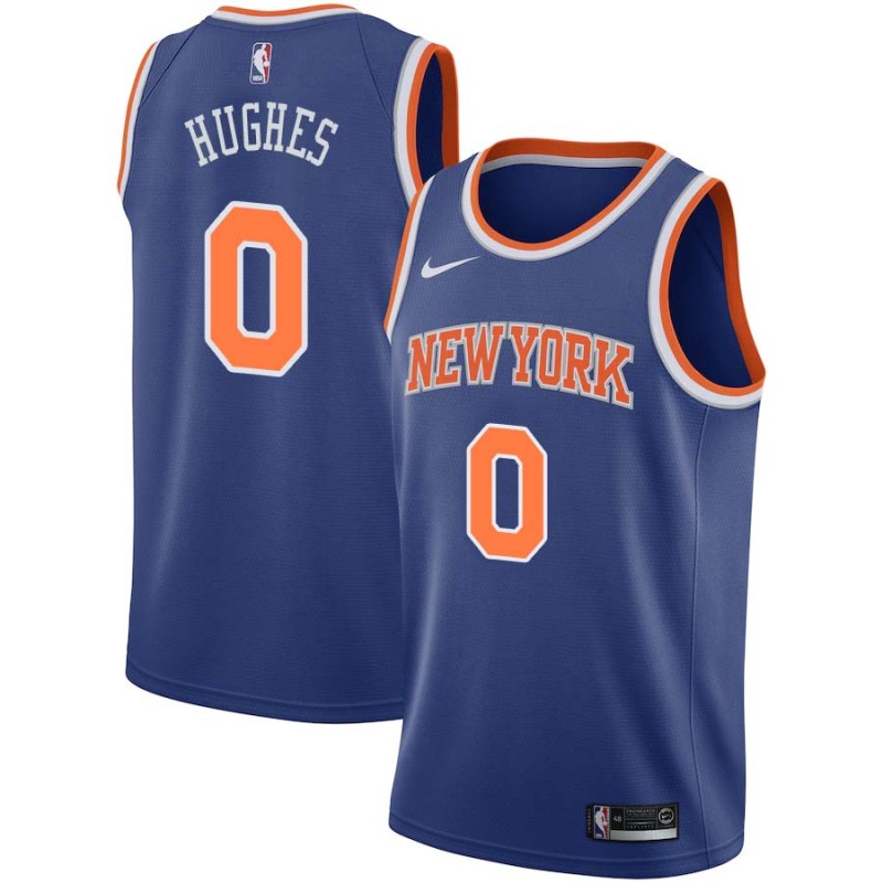 Blue Larry Hughes Twill Basketball Jersey -Knicks #0 Hughes Twill Jerseys, FREE SHIPPING