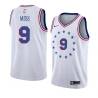 White_Earned Perry Moss Twill Basketball Jersey -76ers #9 Moss Twill Jerseys, FREE SHIPPING