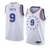 White_Earned Joe Smith Twill Basketball Jersey -76ers #9 Smith Twill Jerseys, FREE SHIPPING