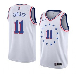 White_Earned Leroy Chollet Twill Basketball Jersey -76ers #11 Chollet Twill Jerseys, FREE SHIPPING