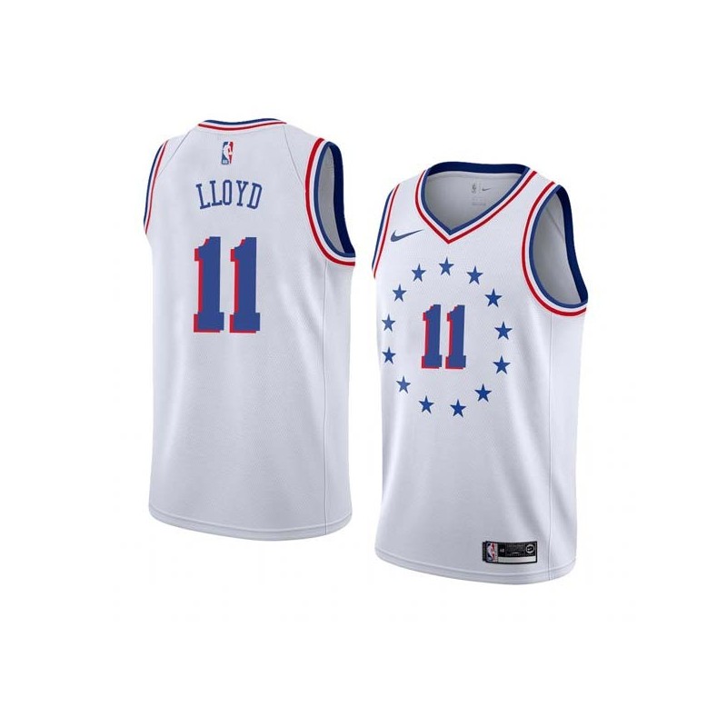 White_Earned Earl Lloyd Twill Basketball Jersey -76ers #11 Lloyd Twill Jerseys, FREE SHIPPING