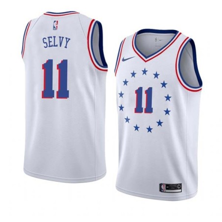 White_Earned Frank Selvy Twill Basketball Jersey -76ers #11 Selvy Twill Jerseys, FREE SHIPPING