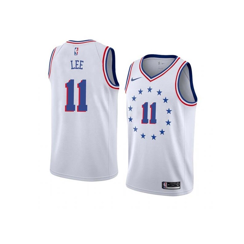 White_Earned Malcolm Lee Twill Basketball Jersey -76ers #11 Lee Twill Jerseys, FREE SHIPPING