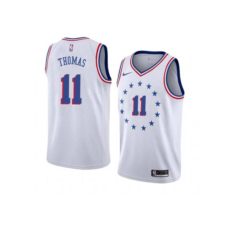 White_Earned Malcolm Thomas Twill Basketball Jersey -76ers #11 Thomas Twill Jerseys, FREE SHIPPING