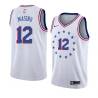 White_Earned Al Masino Twill Basketball Jersey -76ers #12 Masino Twill Jerseys, FREE SHIPPING