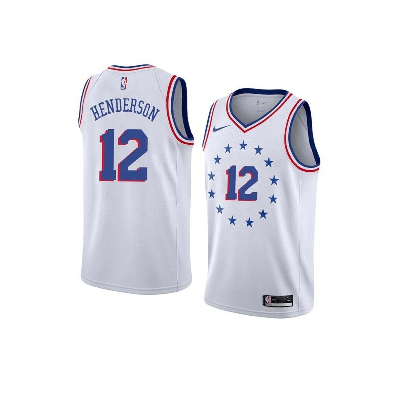 White_Earned Gerald Henderson Twill Basketball Jersey -76ers #12 Henderson Twill Jerseys, FREE SHIPPING