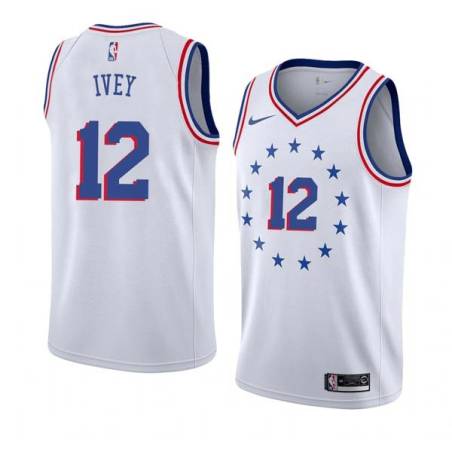 White_Earned Royal Ivey Twill Basketball Jersey -76ers #12 Ivey Twill Jerseys, FREE SHIPPING