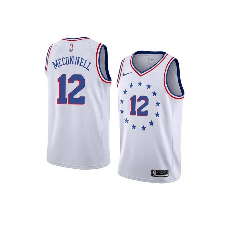 White_Earned T.J. McConnell Twill Basketball Jersey -76ers #12 McConnell Twill Jerseys, FREE SHIPPING