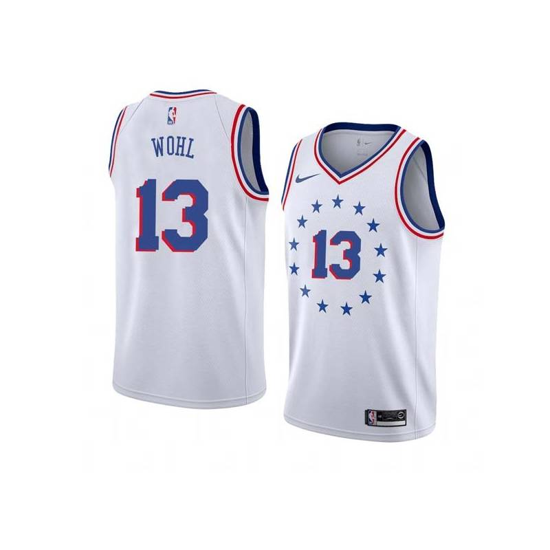 White_Earned Dave Wohl Twill Basketball Jersey -76ers #13 Wohl Twill Jerseys, FREE SHIPPING