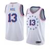 White_Earned Dave Wohl Twill Basketball Jersey -76ers #13 Wohl Twill Jerseys, FREE SHIPPING