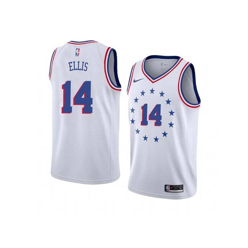 White_Earned Leroy Ellis Twill Basketball Jersey -76ers #14 Ellis Twill Jerseys, FREE SHIPPING