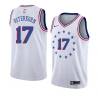 White_Earned Wally Osterkorn Twill Basketball Jersey -76ers #17 Osterkorn Twill Jerseys, FREE SHIPPING