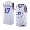 White_Earned Charles Shackleford Twill Basketball Jersey -76ers #17 Shackleford Twill Jerseys, FREE SHIPPING