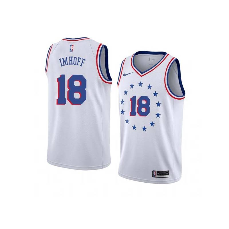 White_Earned Darrall Imhoff Twill Basketball Jersey -76ers #18 Imhoff Twill Jerseys, FREE SHIPPING