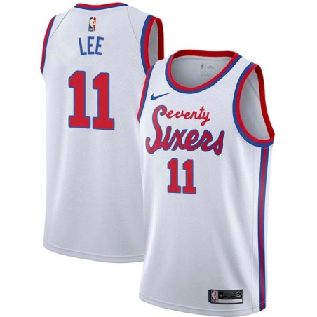 White Classic Malcolm Lee Twill Basketball Jersey -76ers #11 Lee Twill Jerseys, FREE SHIPPING