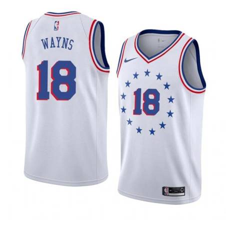 White_Earned Maalik Wayns Twill Basketball Jersey -76ers #18 Wayns Twill Jerseys, FREE SHIPPING