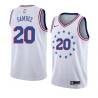 White_Earned Dave Gambee Twill Basketball Jersey -76ers #20 Gambee Twill Jerseys, FREE SHIPPING