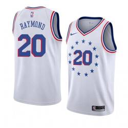 White_Earned Craig Raymond Twill Basketball Jersey -76ers #20 Raymond Twill Jerseys, FREE SHIPPING