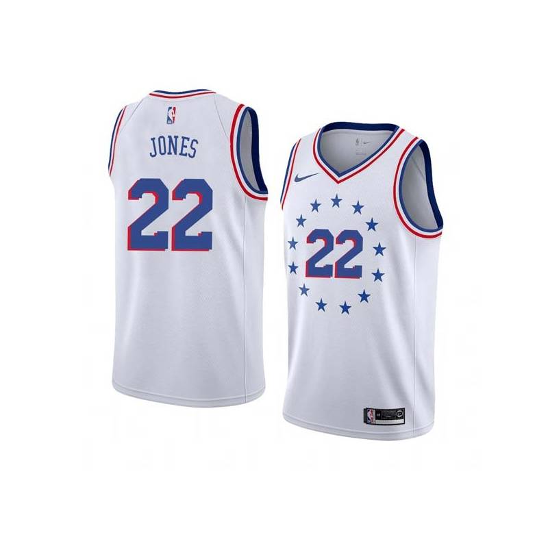 White_Earned Larry Jones Twill Basketball Jersey -76ers #22 Jones Twill Jerseys, FREE SHIPPING