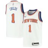 White Chris Childs Twill Basketball Jersey -Knicks #1 Childs Twill Jerseys, FREE SHIPPING