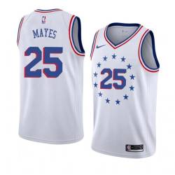 White_Earned Tharon Mayes Twill Basketball Jersey -76ers #25 Mayes Twill Jerseys, FREE SHIPPING