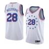 White_Earned Bill Melchionni Twill Basketball Jersey -76ers #28 Melchionni Twill Jerseys, FREE SHIPPING