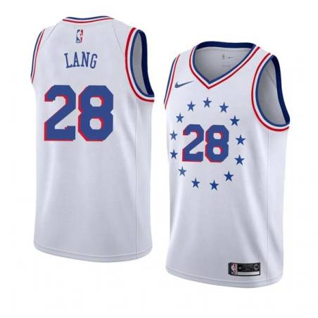 White_Earned Andrew Lang Twill Basketball Jersey -76ers #28 Lang Twill Jerseys, FREE SHIPPING