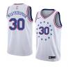 White_Earned Clarence Weatherspoon Twill Basketball Jersey -76ers #30 Weatherspoon Twill Jerseys, FREE SHIPPING