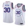 White_Earned Trevor Wilson Twill Basketball Jersey -76ers #30 Wilson Twill Jerseys, FREE SHIPPING