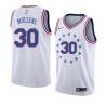 White_Earned Byron Mullens Twill Basketball Jersey -76ers #30 Mullens Twill Jerseys, FREE SHIPPING