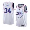 White_Earned Clyde Lee Twill Basketball Jersey -76ers #34 Lee Twill Jerseys, FREE SHIPPING