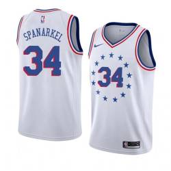 White_Earned Jim Spanarkel Twill Basketball Jersey -76ers #34 Spanarkel Twill Jerseys, FREE SHIPPING