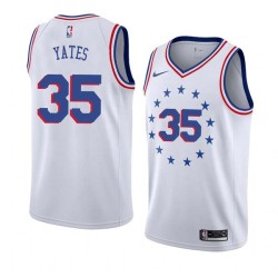 White_Earned Barry Yates Twill Basketball Jersey -76ers #35 Yates Twill Jerseys, FREE SHIPPING