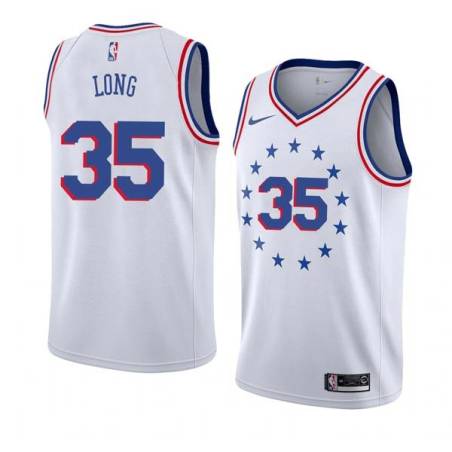 White_Earned Art Long Twill Basketball Jersey -76ers #35 Long Twill Jerseys, FREE SHIPPING