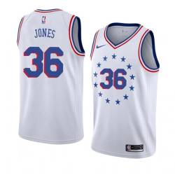 White_Earned Jake Jones Twill Basketball Jersey -76ers #36 Jones Twill Jerseys, FREE SHIPPING