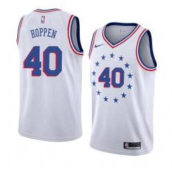 White_Earned Dave Hoppen Twill Basketball Jersey -76ers #40 Hoppen Twill Jerseys, FREE SHIPPING