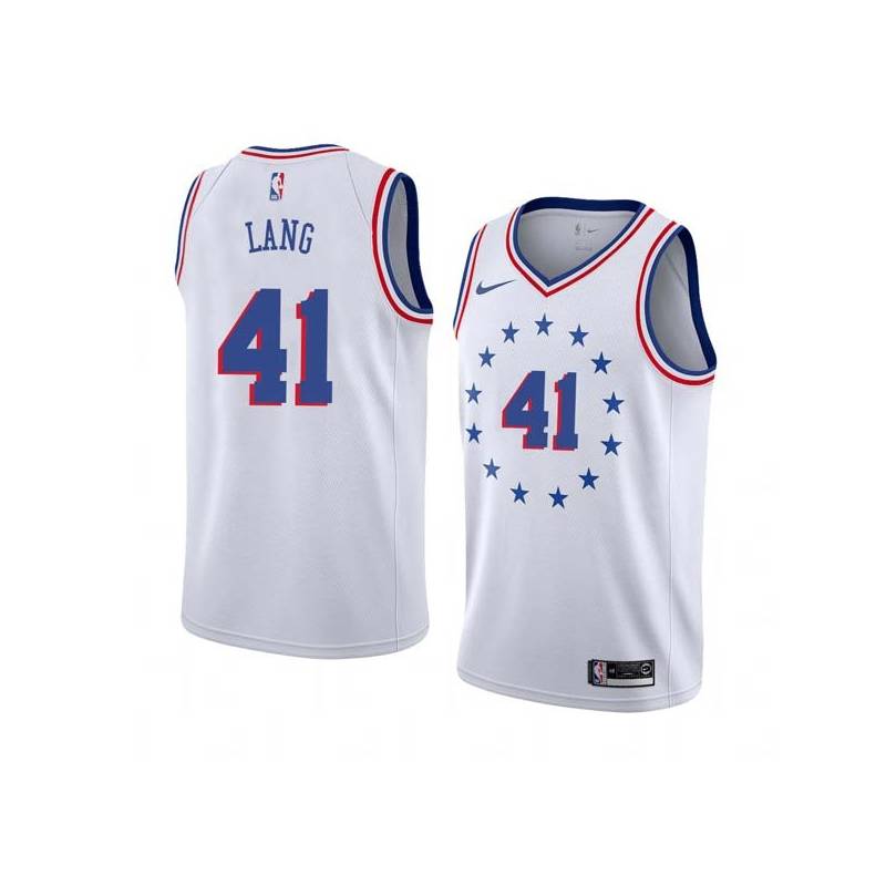 White_Earned Antonio Lang Twill Basketball Jersey -76ers #41 Lang Twill Jerseys, FREE SHIPPING