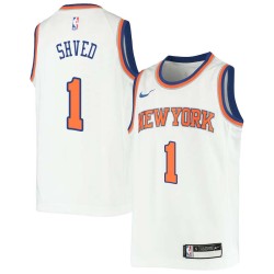 White Alexey Shved Twill Basketball Jersey -Knicks #1 Shved Twill Jerseys, FREE SHIPPING