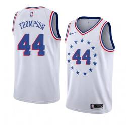 White_Earned Paul Thompson Twill Basketball Jersey -76ers #44 Thompson Twill Jerseys, FREE SHIPPING