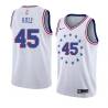 White_Earned Bob Rule Twill Basketball Jersey -76ers #45 Rule Twill Jerseys, FREE SHIPPING