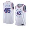 White_Earned Eric Leckner Twill Basketball Jersey -76ers #45 Leckner Twill Jerseys, FREE SHIPPING