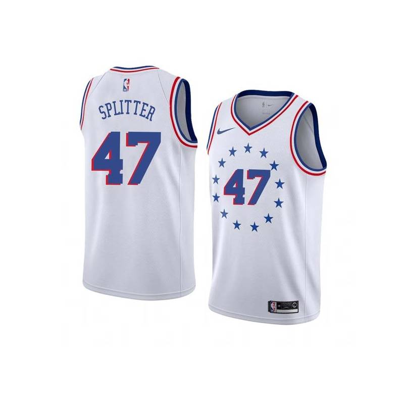 White_Earned Tiago Splitter Twill Basketball Jersey -76ers #47 Splitter Twill Jerseys, FREE SHIPPING