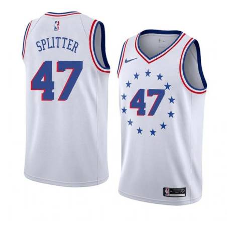 White_Earned Tiago Splitter Twill Basketball Jersey -76ers #47 Splitter Twill Jerseys, FREE SHIPPING