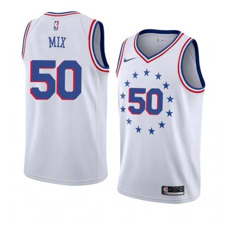 White_Earned Steve Mix Twill Basketball Jersey -76ers #50 Mix Twill Jerseys, FREE SHIPPING