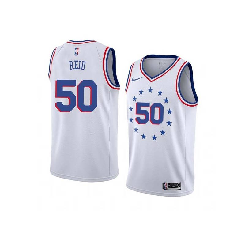 White_Earned Robert Reid Twill Basketball Jersey -76ers #50 Reid Twill Jerseys, FREE SHIPPING