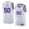 White_Earned Robert Reid Twill Basketball Jersey -76ers #50 Reid Twill Jerseys, FREE SHIPPING