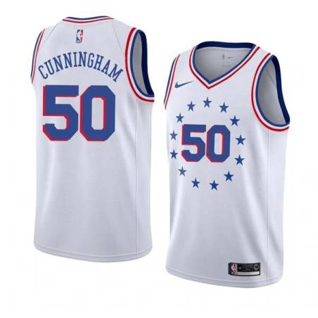 White_Earned William Cunningham Twill Basketball Jersey -76ers #50 Cunningham Twill Jerseys, FREE SHIPPING