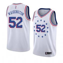 White_Earned Wilson Washington Twill Basketball Jersey -76ers #52 Washington Twill Jerseys, FREE SHIPPING