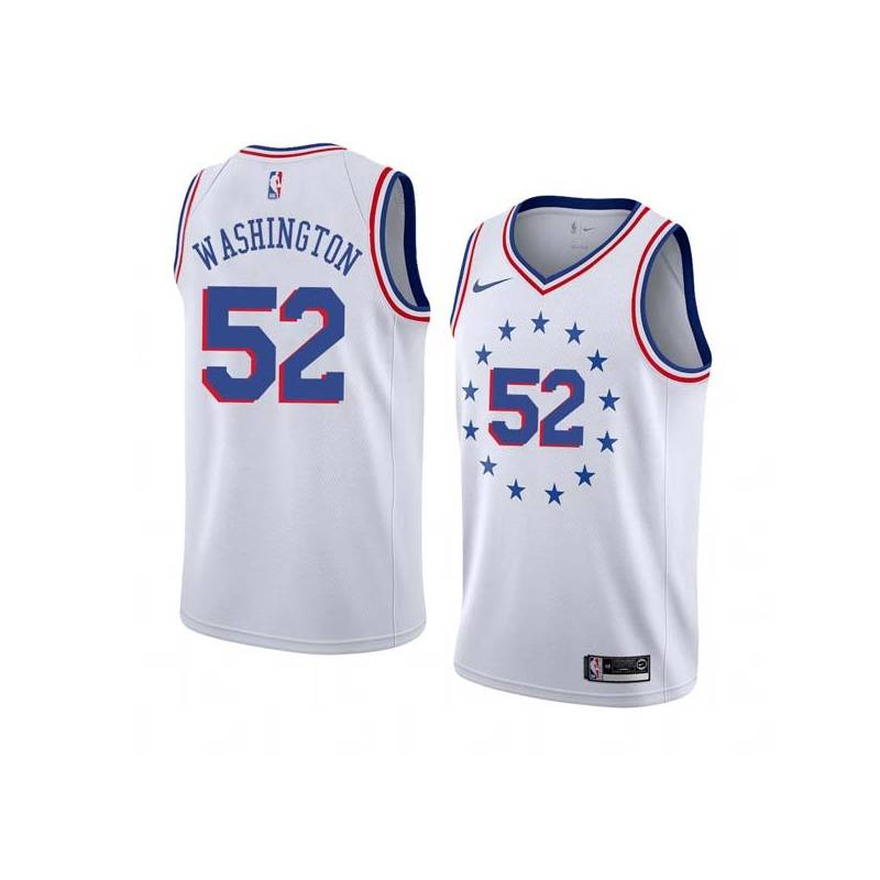 White_Earned Wilson Washington Twill Basketball Jersey -76ers #52 Washington Twill Jerseys, FREE SHIPPING